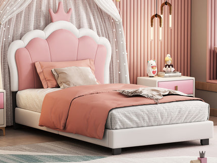 Upholstered Princess Platform Bed With Crown Headboard