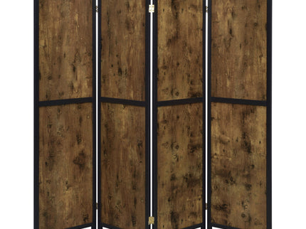 4 Panel Folding Screen, Space Divider - Brown