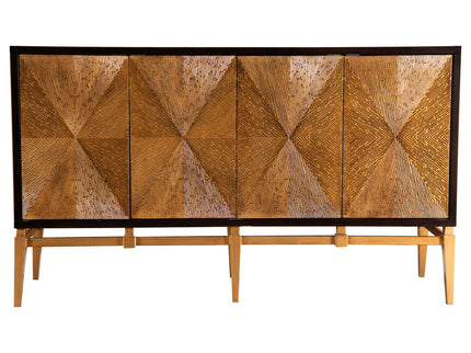 Capri - 4 Door Accent Cabinet - Brown / Gold