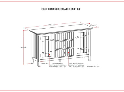 Bedford - Sideboard Buffet - Dark Tobacco Brown