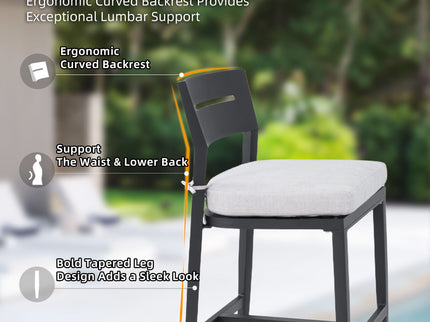 Modern Outdoor Bar Stools With Backrest And Footrest (Set of 2)