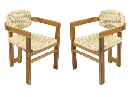 Outdoor Accent Armchairs For Patio (Set of 2) - Natural / Teak