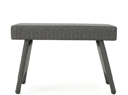 Outdoor Wicker Table With Rectangular Tabletop - Gray