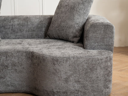 Modern Style Ultra Smooth Curved Sofa With 3 Pillows