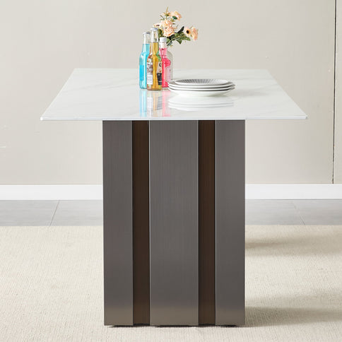 Rectangular Dining Table - Gray / White