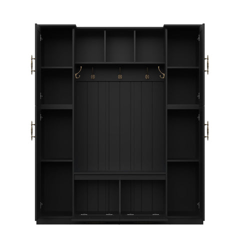 Hall Tree With 4 Side Cabinets