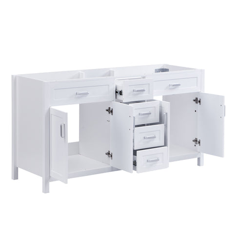 Bathroom Vanity Cabinet Only, Soft Close Doors & Drawers, 4 Drawers & 2 Double Door Cabinets - White
