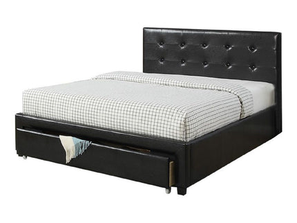 Bed With Tufted Headboard And Storage Drawer