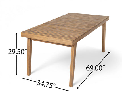 7 Piece Patio Furniture Set Acacia Wood Table And 6 Heavy Duty Cushioned Chairs