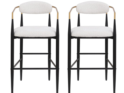 Upholstered Bar Stools With Backs For Kitchen Island (Set of 2) - Beige