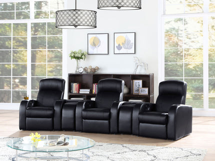 Greenfield - 3 Seater Home Theater With 2 Wedge Consoles - Black