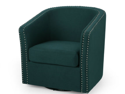 Modern Upholstered Swivel Club Chair With Nailhead Trim