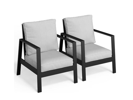 All-Weather Ergonomic Patio Armchairs With Thick Cushions (Set of 2)