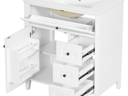 Bathroom Vanity With Sink, 3 Drawers And Adjustable Shelf