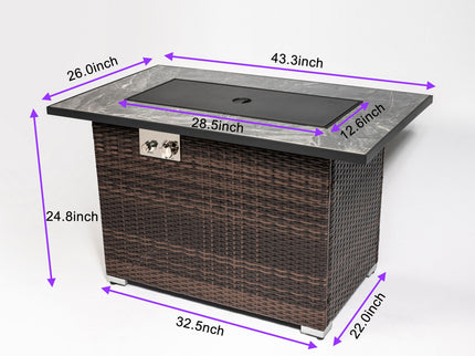 Outdoor Fire Pit Table, Propane Fire Table With - Espresso