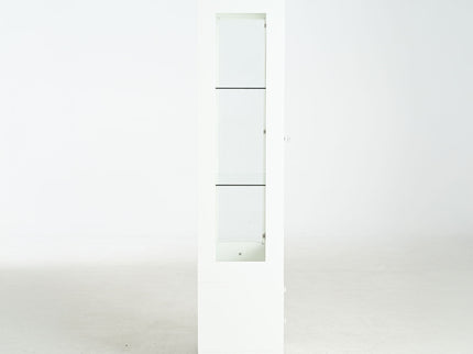 Modern Upholstered Glass Display Cabinet With Adjustable LED Light - White