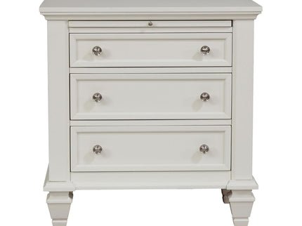 Cottage 3 Drawer Nightstand With Pull Out Tray - Cream White