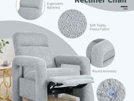 Push Back Recliner Armchair Upholstered Recliner Chair Single Sofa With Adjustable Backrest