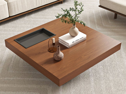 Square Floating Coffee Table For Living Room - Dark Walnut