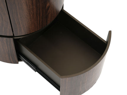 Elegant Italian High Grade Double Layer Storage Round Side Table - Brown / Black