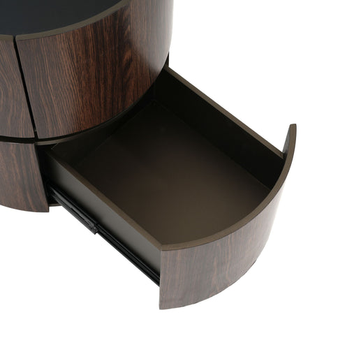 Elegant Italian High Grade Double Layer Storage Round Side Table - Brown / Black