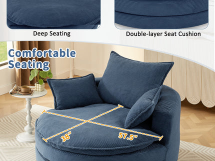 360° Swivel Accent Barrel Chair With Dual Layer Cushion And 3 Removable Pillows