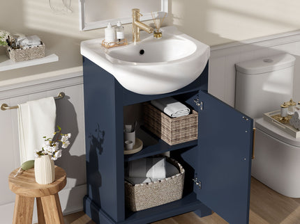 Bathroom Vanity With Bulged Sink, Cabinet, Soft-Close Door, Freestanding Single Unit