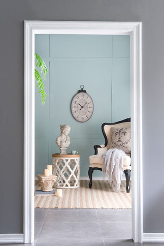 Antique Oval Wall Clock, Traditional Vintage Home Decor Clock - Ivory