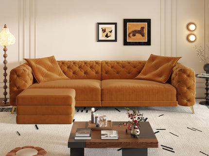 3 In 1 Convertible Sleeper, Deep Seat Pull Out Sofa Bed, Button Tufted
