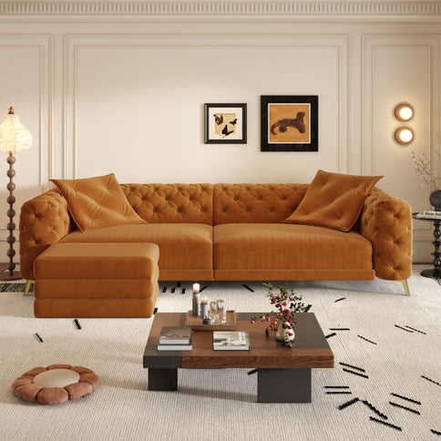3 In 1 Convertible Sleeper, Deep Seat Pull Out Sofa Bed, Button Tufted