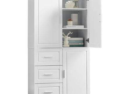 Tall And Wide Storage Cabinet With Doors, 3 Drawers