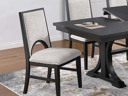 5 Piece Round Dining Set With Upholstered Chairs - Black / White
