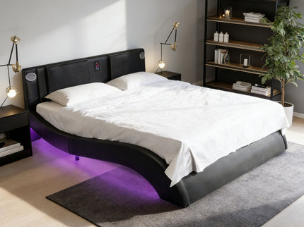 Platform Bed Frame With LED Lighting, tooth Music, Vibration Massage