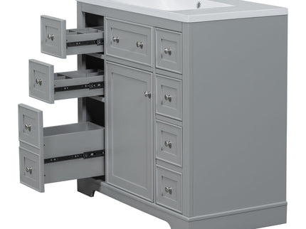 Modern Bathroom Vanity With Sink Combo, 6 Drawers And 1 Cabinet