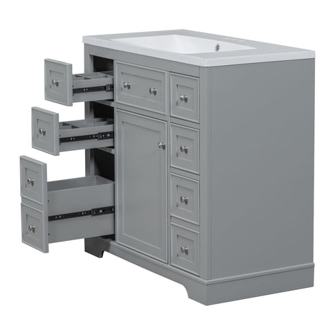 Modern Bathroom Vanity With Sink Combo, 6 Drawers And 1 Cabinet