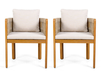 Outdoor Dining Chairs With Mix Rope Handles (Set of 2)