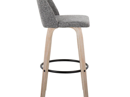 Toriano - Mid-Century Modern Fixed Height BarStool With Round Footrest (Set of 2)