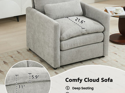 Cozy Upholstered Cushion Armchair For Living Room