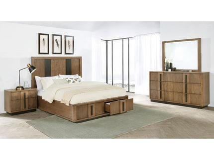 Moraga - 4 Piece Queen Bedroom Set With Fluted Headboard - Ash Brown