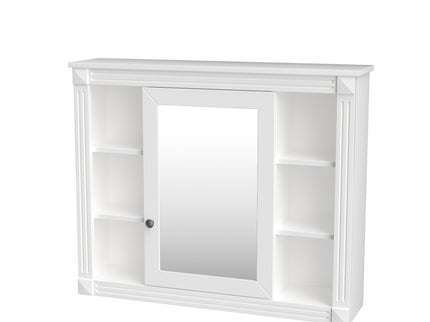 Wall Mounted Bathroom Storage Cabinet With Mirror, Cabinet With 6 Open Shelves And Adjustable Interior