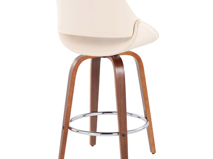 Fabrico - Mid Century Modern, Fixed Height Counter Stool With Round Footrest (Set of 2)