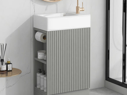 Modern Bathroom Vanity With Sink And 2 Tier Shelf