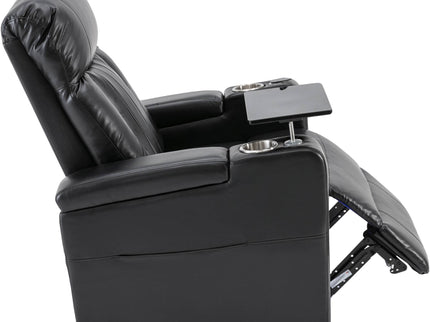 Premium Power Recliner & Storage Arms, Cupholders, Swivel Tray Table And Cell Phone Stand - Black