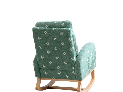 Modern Accent Rocker Armchair With Side Pocket, Upholstered High Back
