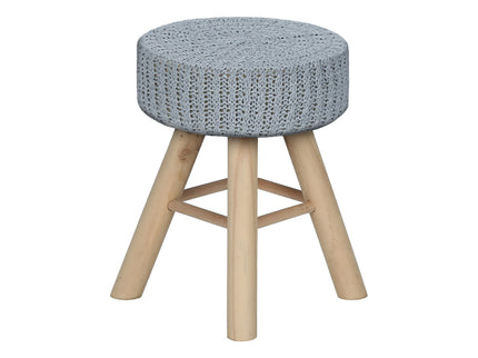 Ottoman, Pouf, Footrest, Foot Stool, Round, Natural Wood Legs, Contemporary, Modern