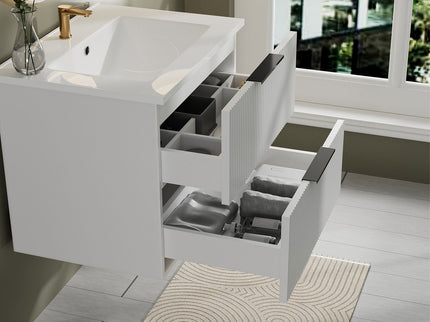 Modern Wall Mounted Floating Bathroom Vanity With Sink And Drawers
