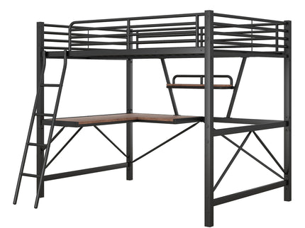 Loft Bed With Desk And Shelf, Modern Design