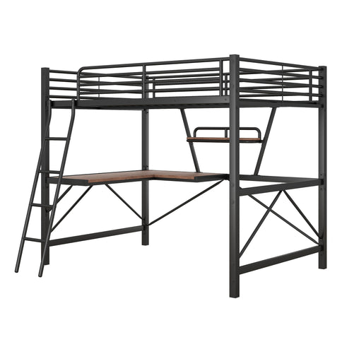Loft Bed With Desk And Shelf, Modern Design