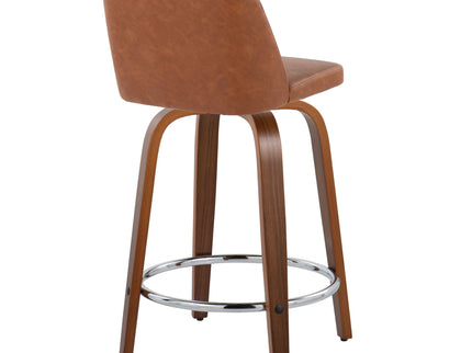 Toriano - Mid Century Modern Fixed Height Counter Stool With Swivel With Round Footrest (Set of 2)