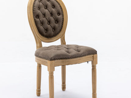 French Style Solid Wood Frame Antique Painting, Hand-Pulled Buckle Decoration Artificial Dining Chair With Nailhead Trim, Wood Legs